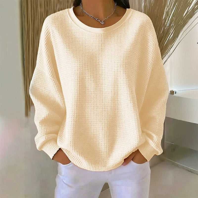 Textured Look, Relaxed Fit | Women's Waffle-Knit Loose-Fit Sweatshirt
