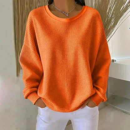 Textured Look, Relaxed Fit | Women's Waffle-Knit Loose-Fit Sweatshirt
