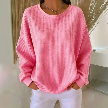 Textured Look, Relaxed Fit | Women's Waffle-Knit Loose-Fit Sweatshirt
