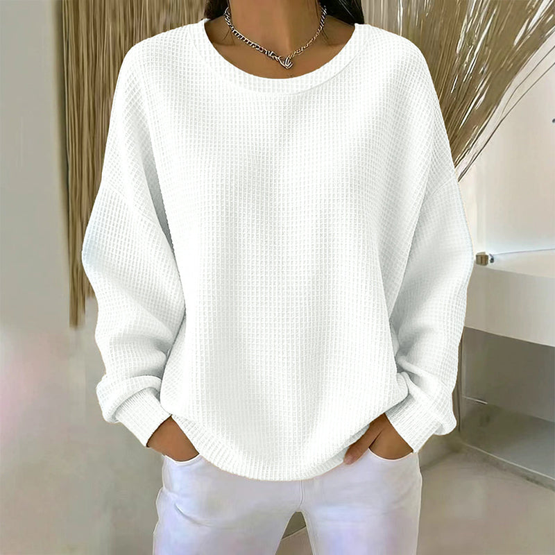 Textured Look, Relaxed Fit | Women's Waffle-Knit Loose-Fit Sweatshirt