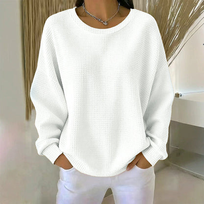 Textured Look, Relaxed Fit | Women's Waffle-Knit Loose-Fit Sweatshirt