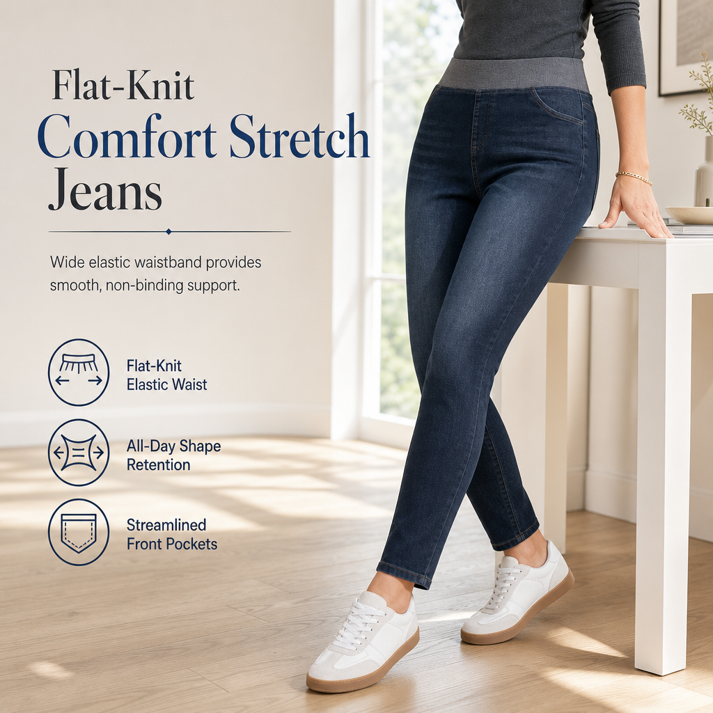 👖 No Buttons, No Pinching | Women's Pull-On High-Rise Stretch Jeans