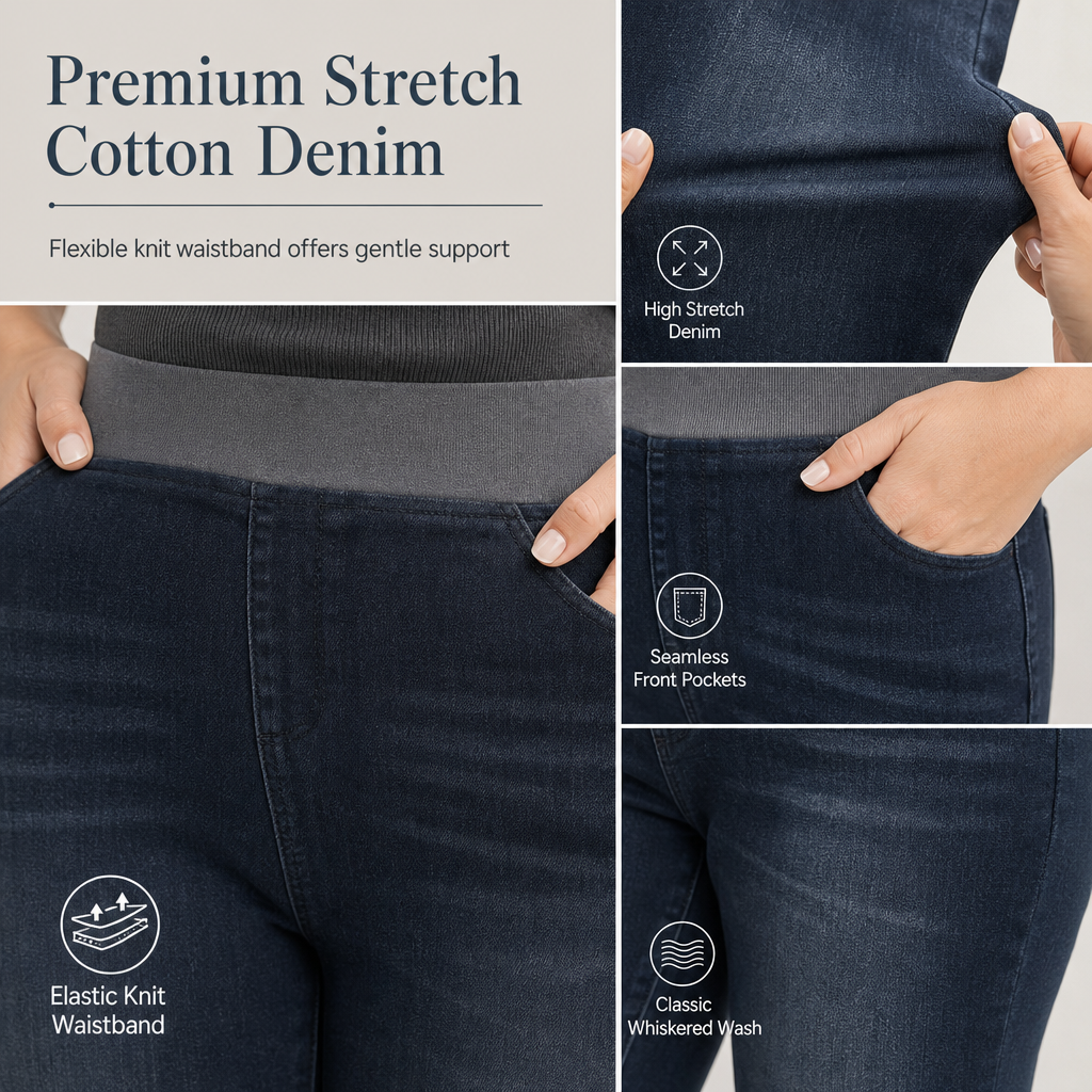 👖 No Buttons, No Pinching | Women's Pull-On High-Rise Stretch Jeans