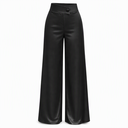 ✨ Asymmetrical Waist, Elegant Drape | Women's Satin Wide-Leg Pants