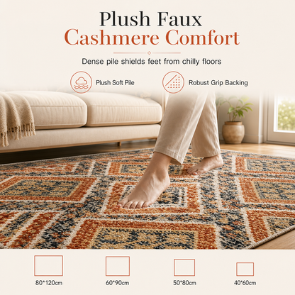 🛋️ Save 50%! 🧶 Bohemian Faux Cashmere Rug – Dust-resistant & easy-clean ✨