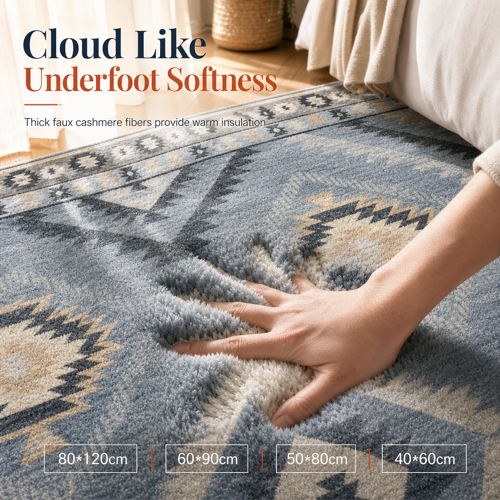 🛋️ Save 50%! 🧶 Bohemian Faux Cashmere Rug – Dust-resistant & easy-clean ✨