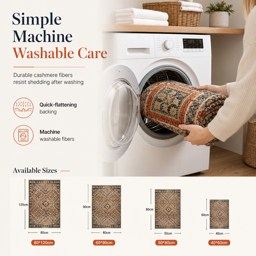 🛋️ Save 50%! 🧶 Bohemian Faux Cashmere Rug – Dust-resistant & easy-clean ✨