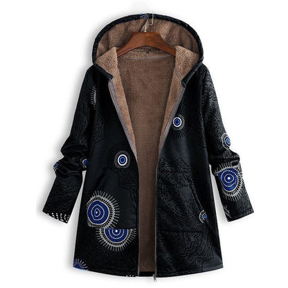 Vintage Leaf Print & Hooded — Women’s Coat 🍂🧥