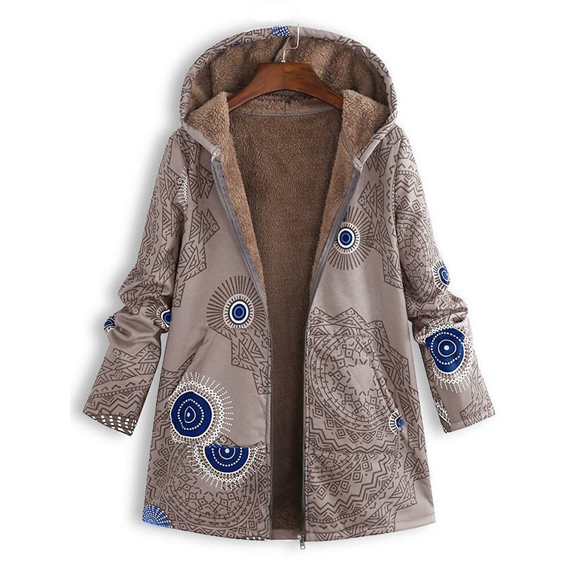Vintage Leaf Print & Hooded — Women’s Coat 🍂🧥