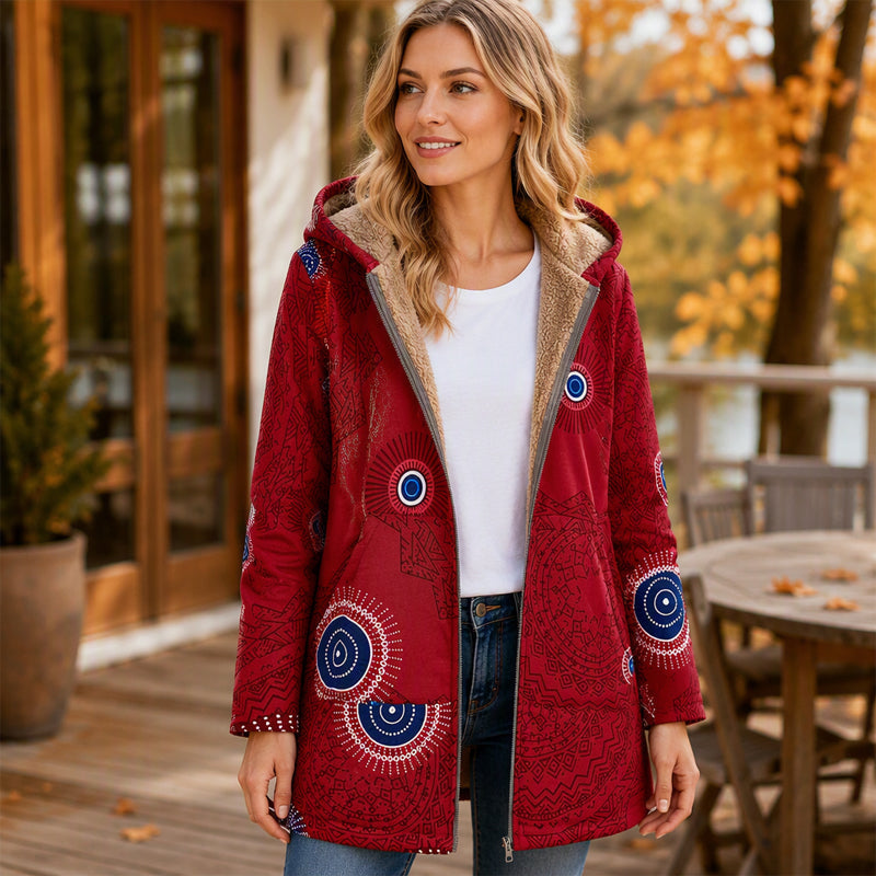 Vintage Leaf Print & Hooded — Women’s Coat 🍂🧥