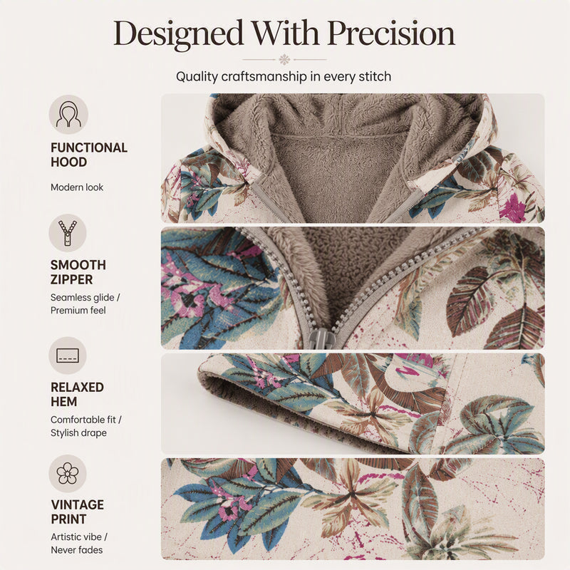Vintage Leaf Print & Hooded — Women’s Coat 🍂🧥