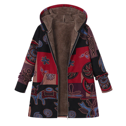Vintage Leaf Print & Hooded — Women’s Coat 🍂🧥