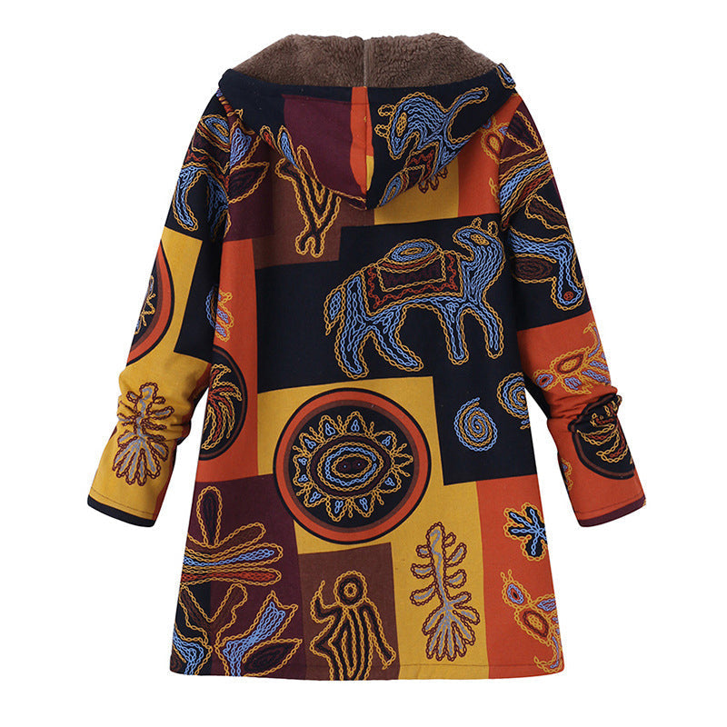 Vintage Leaf Print & Hooded — Women’s Coat 🍂🧥