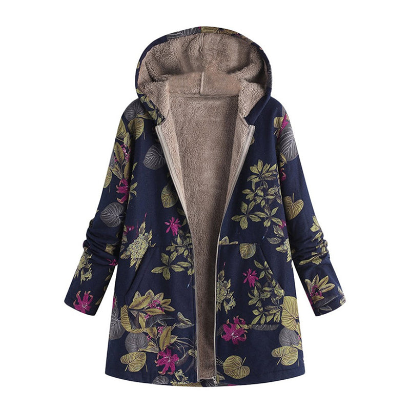 Vintage Leaf Print & Hooded — Women’s Coat 🍂🧥
