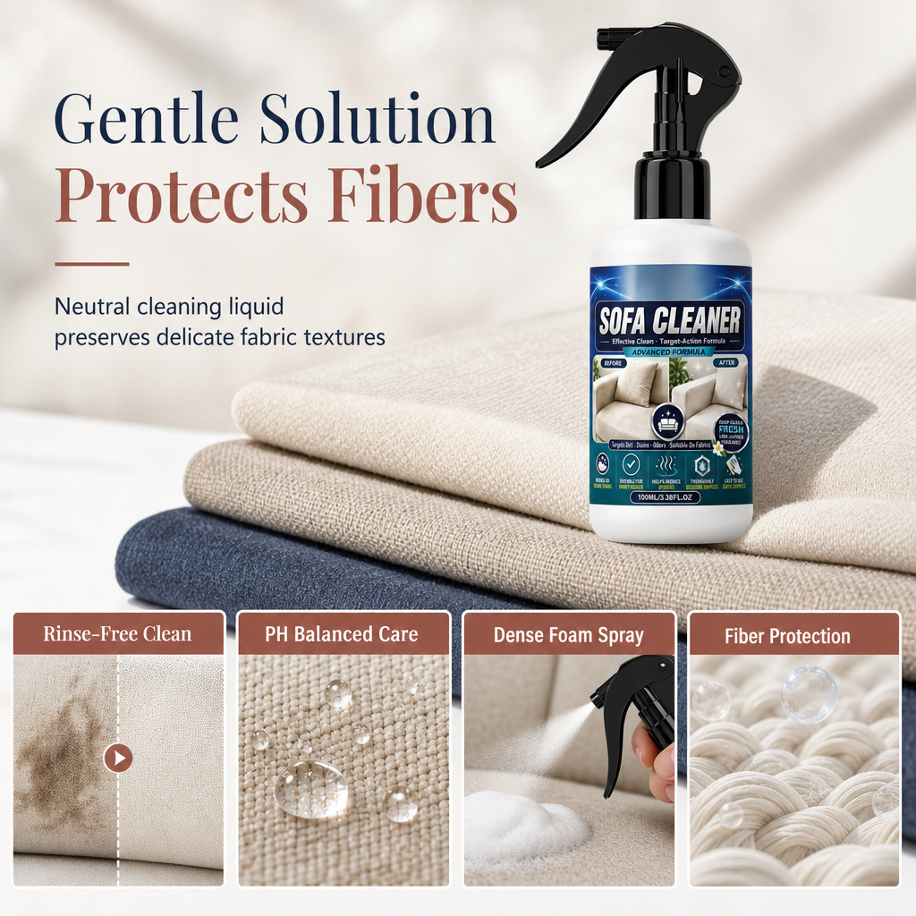 🛋️ Sofa Cleaner & Stain Remover: No-Rinse Foam, Lifts Deep Grime, Gentle pH Formula, 100ml