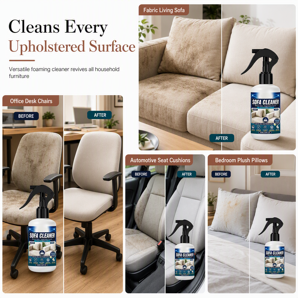 🛋️ Sofa Cleaner & Stain Remover: No-Rinse Foam, Lifts Deep Grime, Gentle pH Formula, 100ml