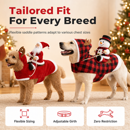 🎅50% OFF🎁 Dog Christmas Costume – Santa Riding Outfit with Adjustable Chest Strap, Pet Holiday Clothes for Small Medium Dogs🐕