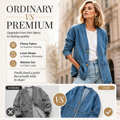 Women's Casual V-Neck Denim Cardigan