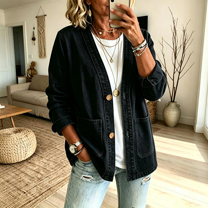 Women's Casual V-Neck Denim Cardigan