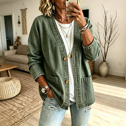 Women's Casual V-Neck Denim Cardigan
