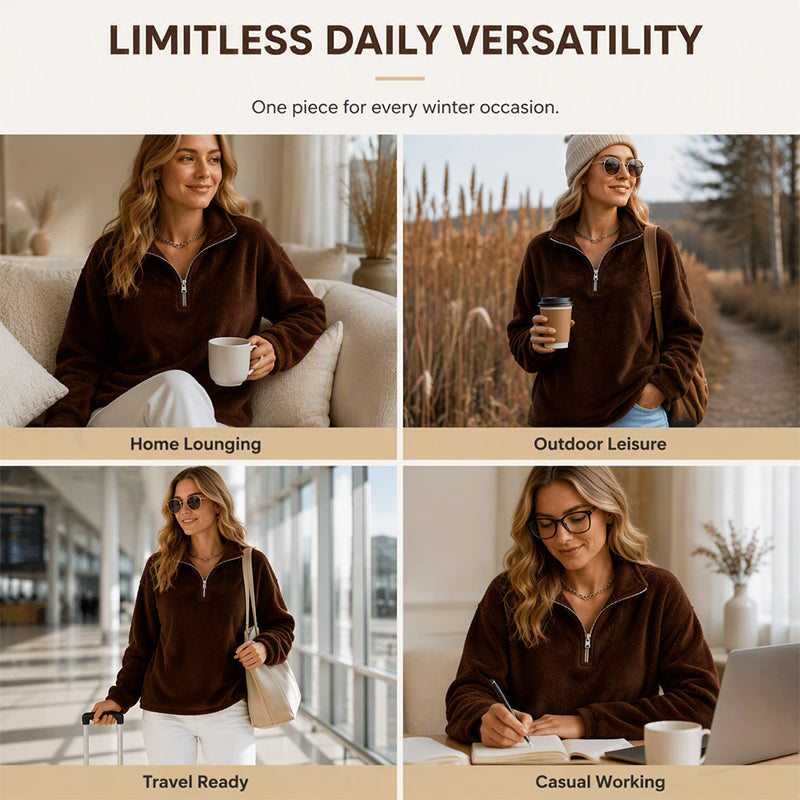 Women's Casual Cozy Quarter-Zip Sweatshirt