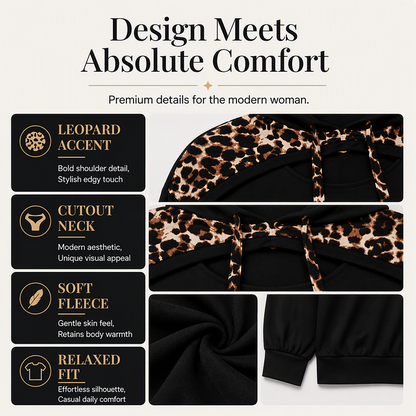 Women's Trendy Leopard Print Cutout Hoodie