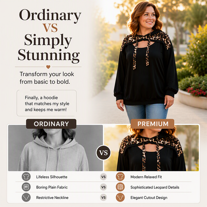 Women's Trendy Leopard Print Cutout Hoodie