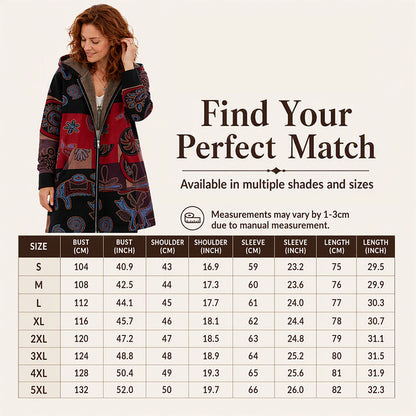 Women's Vintage Leaf Print Hooded Coat