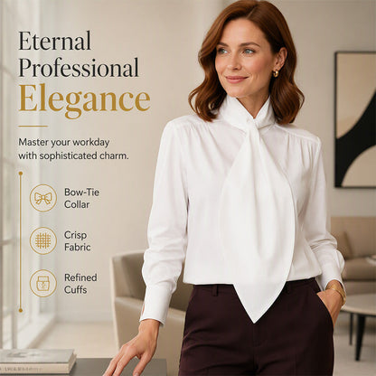 Women's Elegant Tie-Neck Long Sleeve Top