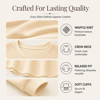 Women's Waffle Knit Loose-Fit Sweatshirt