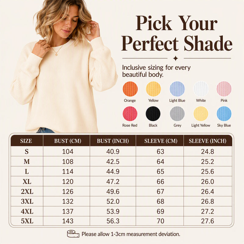 Women's Waffle Knit Loose-Fit Sweatshirt