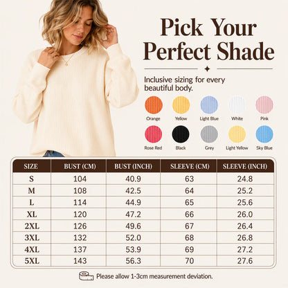 Women's Waffle Knit Loose-Fit Sweatshirt