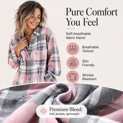 Women's Plaid Mid-Length Shirt Jacket