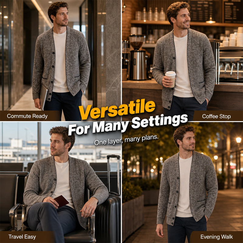 Men's Casual Button-Up Knit Cardigan