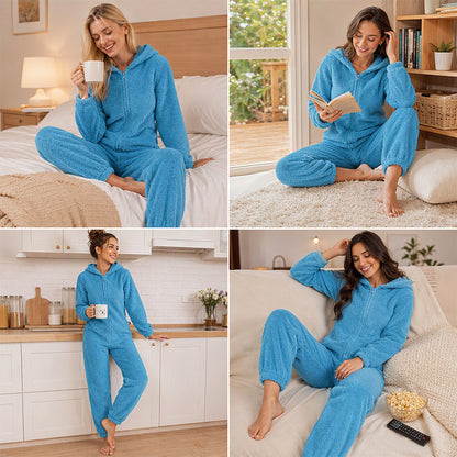 Women's Winter Warm Hooded Onesie Pajamas Jumpsuit