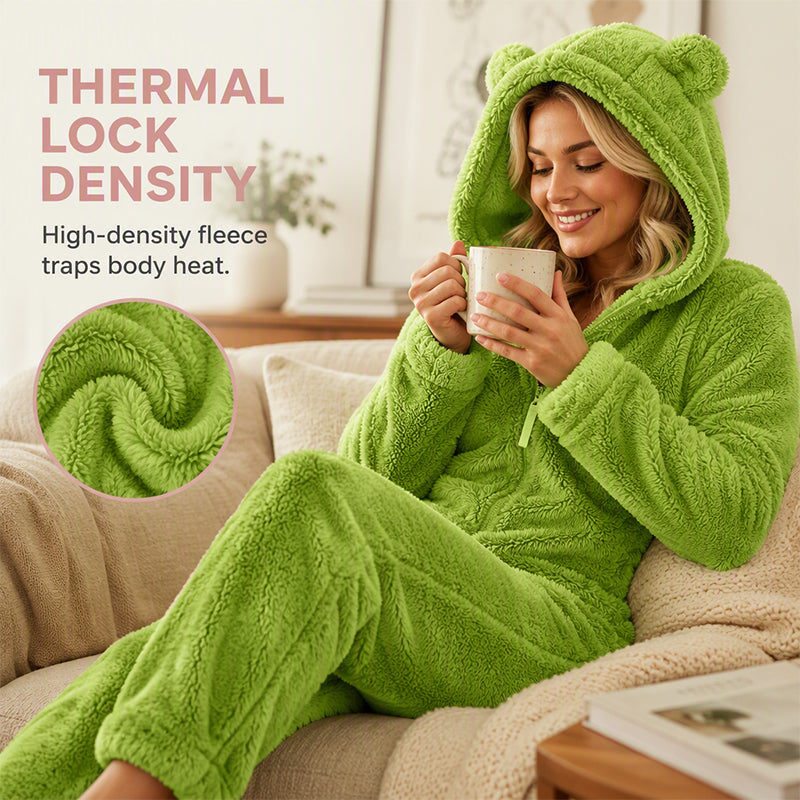 Women's Winter Warm Hooded Onesie Pajamas Jumpsuit