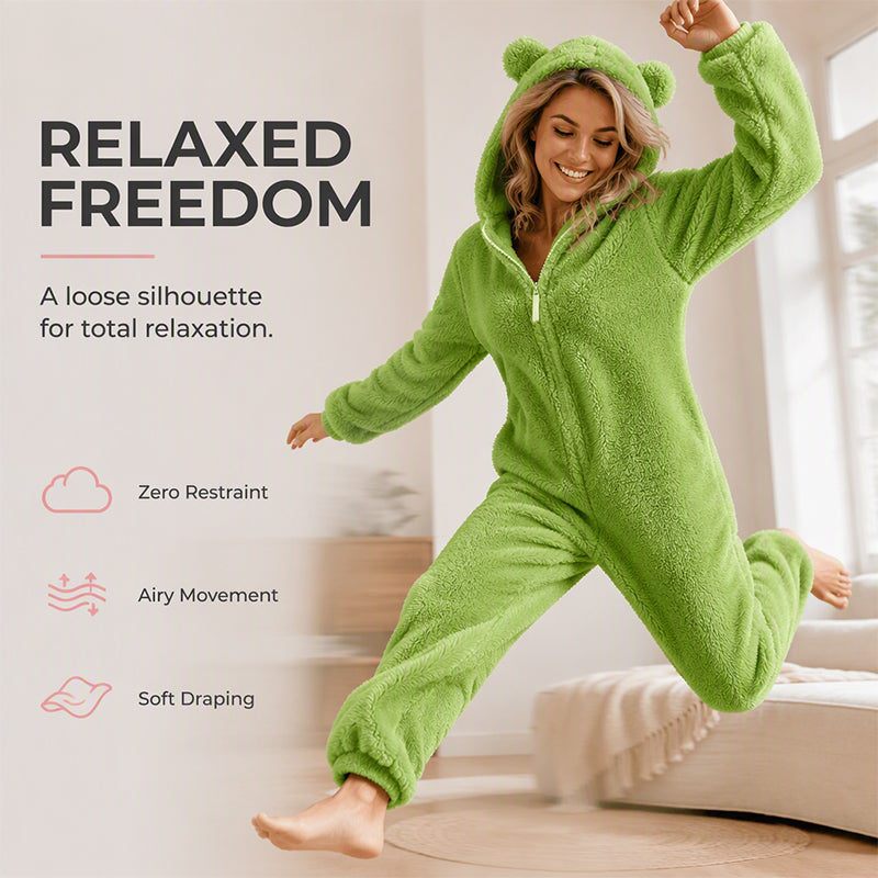 Women's Winter Warm Hooded Onesie Pajamas Jumpsuit