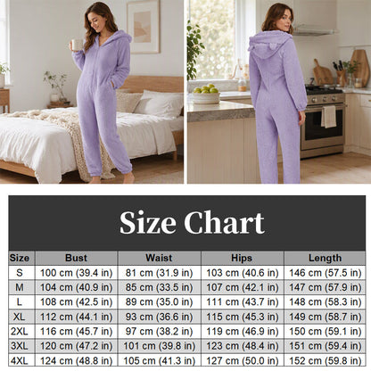 Women's Winter Warm Hooded Onesie Pajamas Jumpsuit