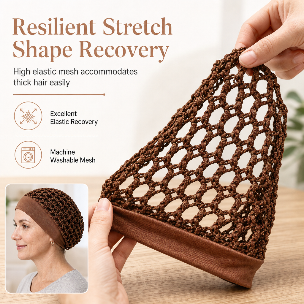 ⌛Limited-Time Offer-Elastic Breathable Wide Band Mesh Hair Net Cap Hollow Out Hair Cover
