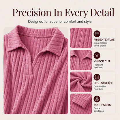 Women's Cozy V-Neck Ribbed Knit Sweater