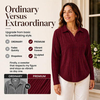 Women's Cozy V-Neck Ribbed Knit Sweater