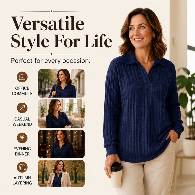 Women's Cozy V-Neck Ribbed Knit Sweater