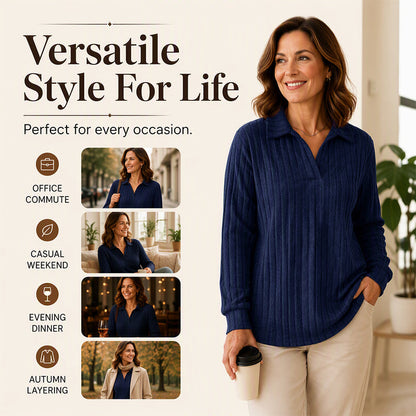 Women's Cozy V-Neck Ribbed Knit Sweater