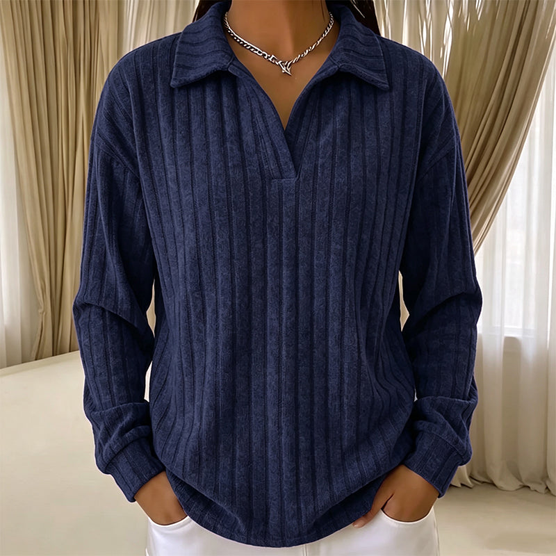 Women's Cozy V-Neck Ribbed Knit Sweater