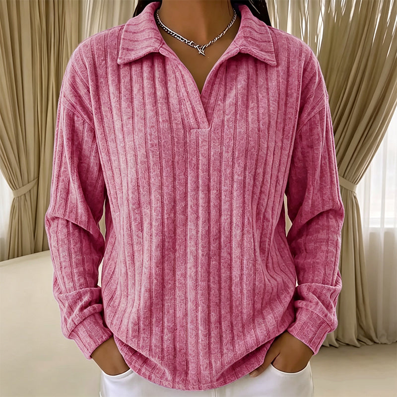 Women's Cozy V-Neck Ribbed Knit Sweater