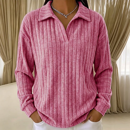 Women's Cozy V-Neck Ribbed Knit Sweater