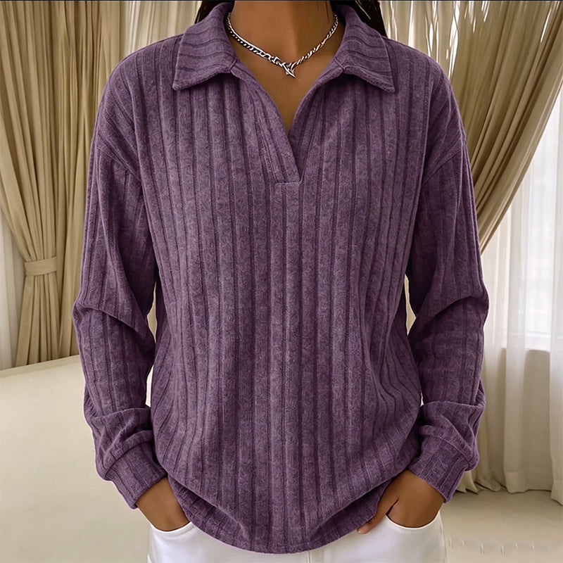 Women's Cozy V-Neck Ribbed Knit Sweater