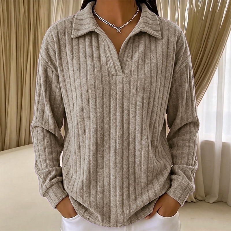 Women's Cozy V-Neck Ribbed Knit Sweater