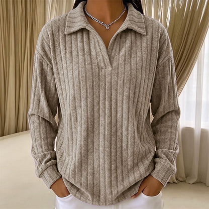 Women's Cozy V-Neck Ribbed Knit Sweater