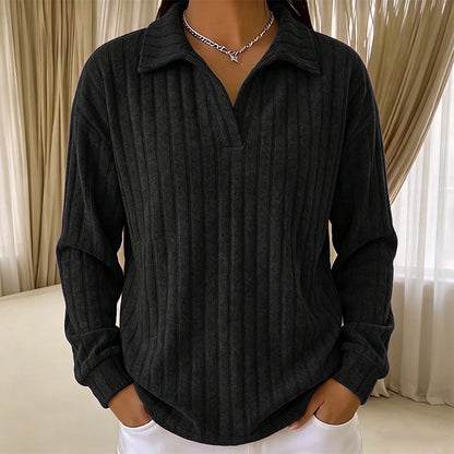Women's Cozy V-Neck Ribbed Knit Sweater